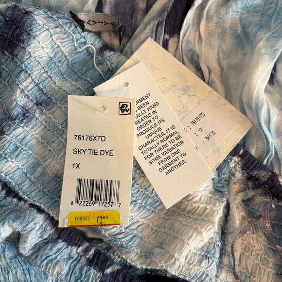 1X Raviya Women's Plus Size Strapless Tiered Maxi Dress Cover-Up Sky Tie Dye - Picture 5 of 5